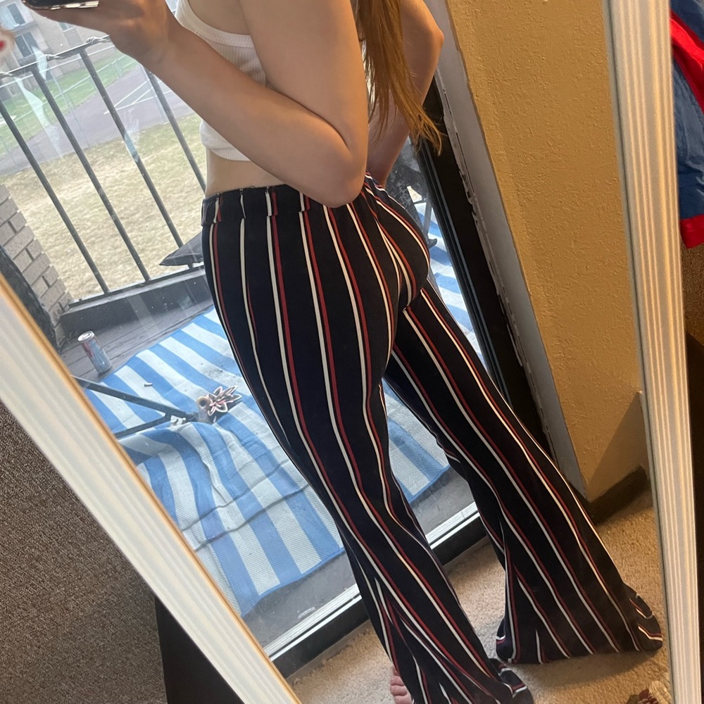 Red white and blue flare leggings